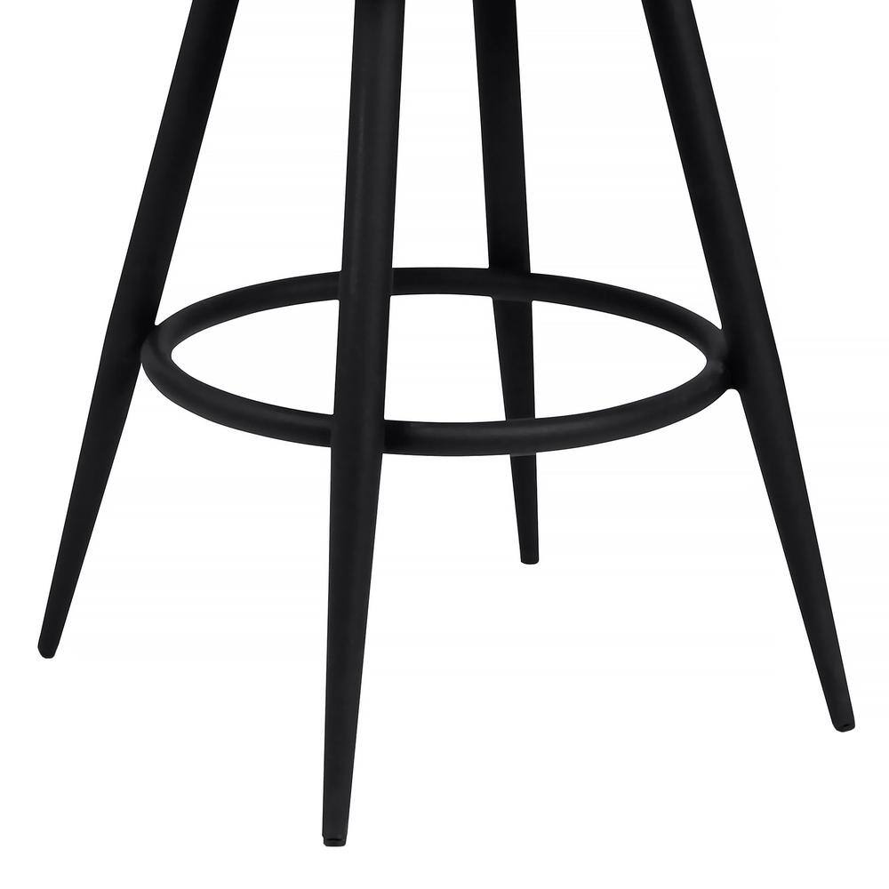 Armen Living Amador 30 in. Bar Height Bar Stool in a Black Powder Coated Finish and Vintage Grey Faux Leather 721535747016