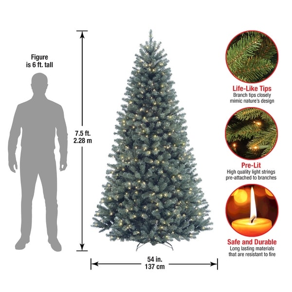 National Tree Company 7.5 ft. North Valley Spruce Hinged Tree with 700 Clear Lights