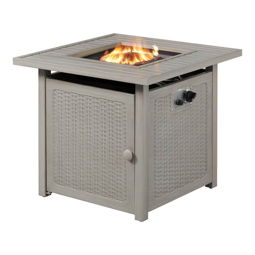 Hampton Bay 28 in. Outdoor Steel Propane Gray Gas Fire Pit Table GFT-82828