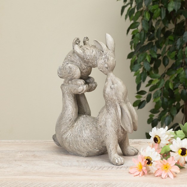 Gerson International 14 5 inch High Resin Kissing Bunnies Figurine