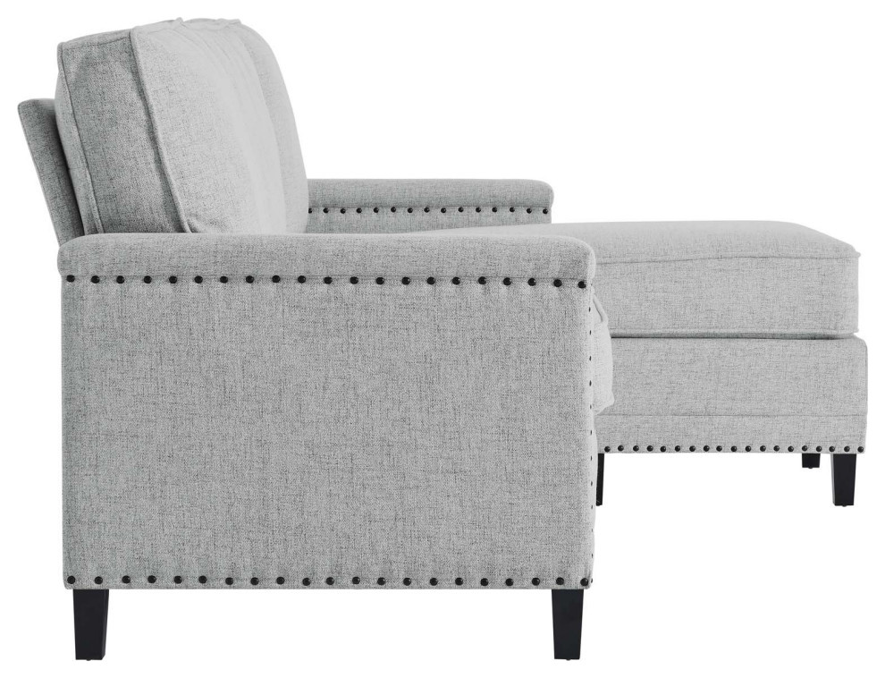 Tonnie Light Gray Upholstered Fabric Sectional Sofa   Transitional   Sectional Sofas   by Peachtree Fine Furniture  Houzz