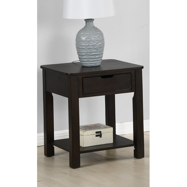 Square MDF End Table with Drawer in Dark Brown