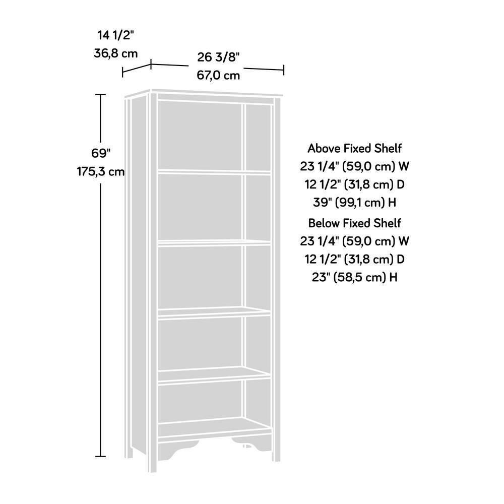 SAUDER Dawson Trail 69.016 in. Raven Oak 5 Shelf Accent Bookcase with Adjustable Shelves 427418