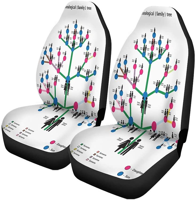 Set Of 2 Car Seat Covers Family Tree Universal Auto Front Seats Protector Fits For Car，suv Sedan，truck