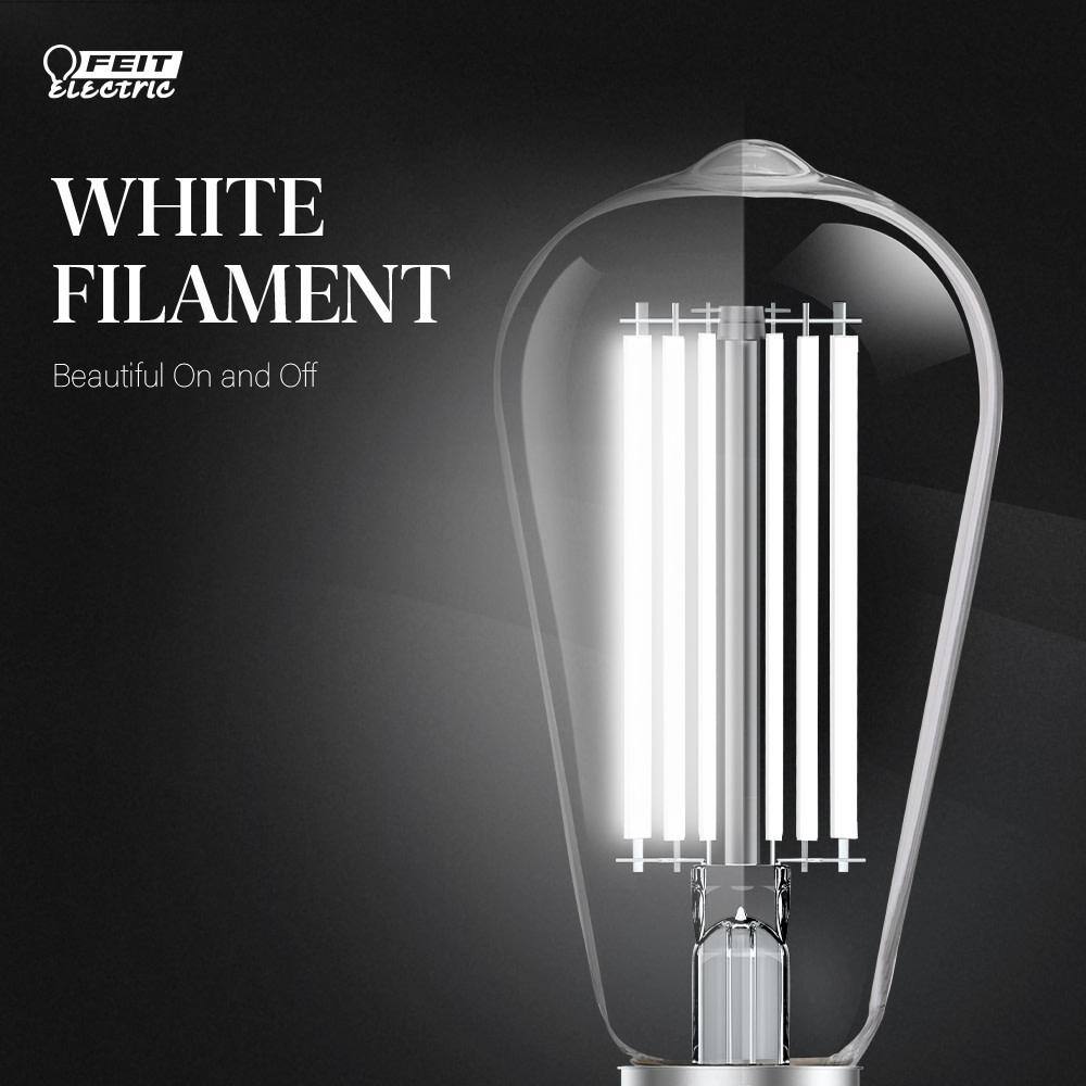 Feit Electric 60-Watt Equivalent ST19 Dimmable White Filament Clear Glass Vintage Edison LED Light Bulb Daylight 5000K ST1960950CAWFILHDRP