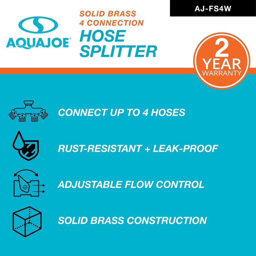 AQUA JOE 4-Way Garden Hose Splitter AJ-FS4W