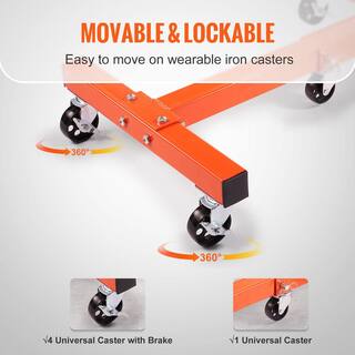 VEVOR Rotating Engine Stand 1500 lbs. with 360 Adjustable Head Cast Iron Folding Motor Hoist Dolly 5-Caster 4 Arms YDXZS1500LBS5QG38V0