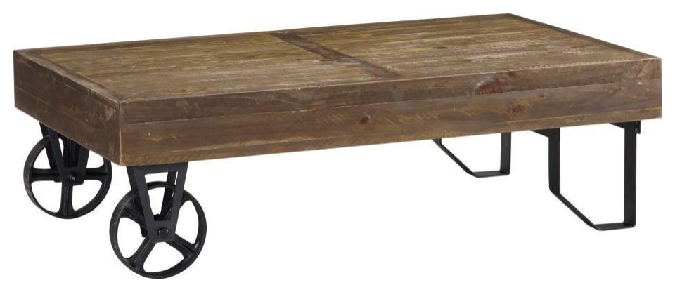 Crafters and Weavers Harding Reclaimed Wood Industrial Cart Coffee Table   Industrial   Coffee Tables   by Crafters and Weavers  Houzz