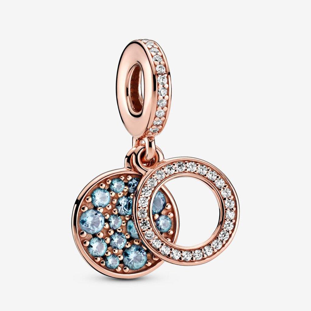 PANDORA  Sparkling Light Blue Disc Double Dangle Charm