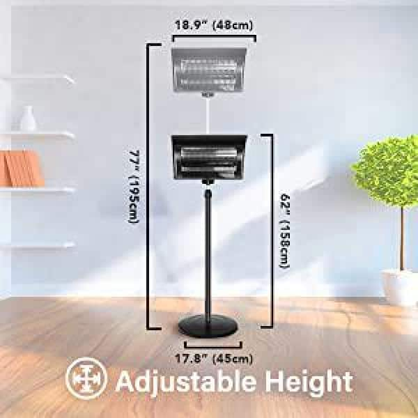 Afoxsos 750-Watt/1500-Watt Simple Deluxe Patio Large Standing Heater Outdoor Balcony with Overheat Protection HDMX1326