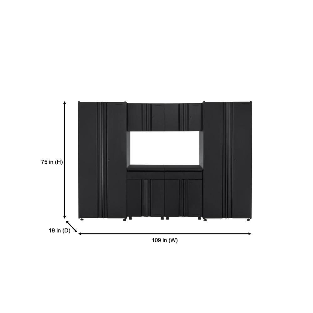 Husky 6-Piece Regular Duty Welded Steel Garage Storage System in Black (109 in. W x 75 in. H x 19 in. D) GS10806-2W