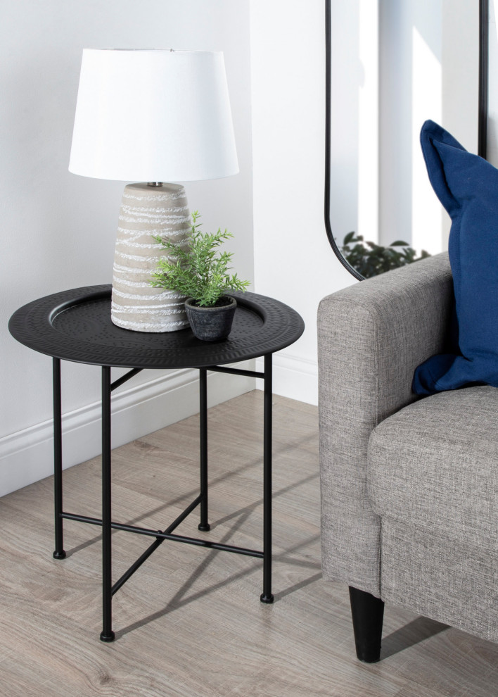 Razza Round Metal Side Table   Industrial   Side Tables And End Tables   by Uniek Inc.  Houzz