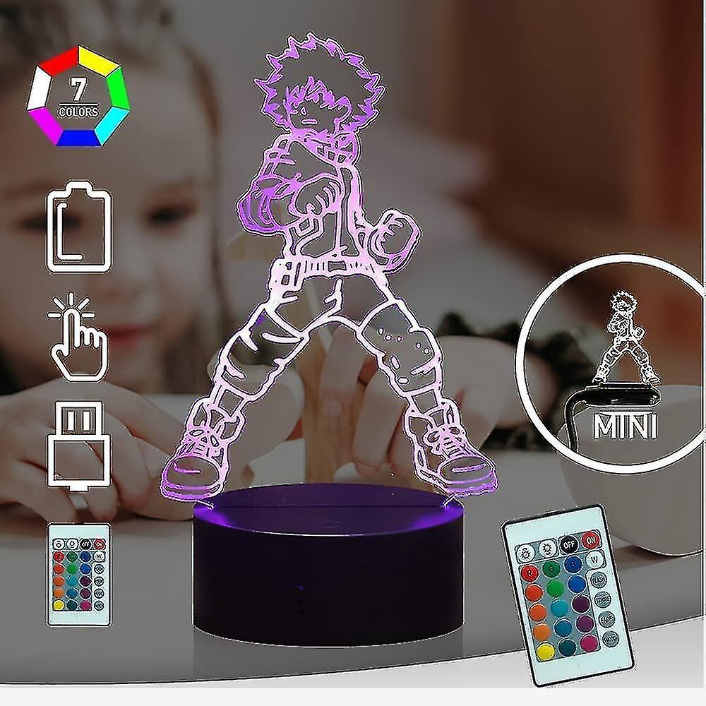 Deku Midoriya Izuku 3d Led Night Light Acrylic Visual Lamp 16 Color Table Lamp Children Safe Sleep M