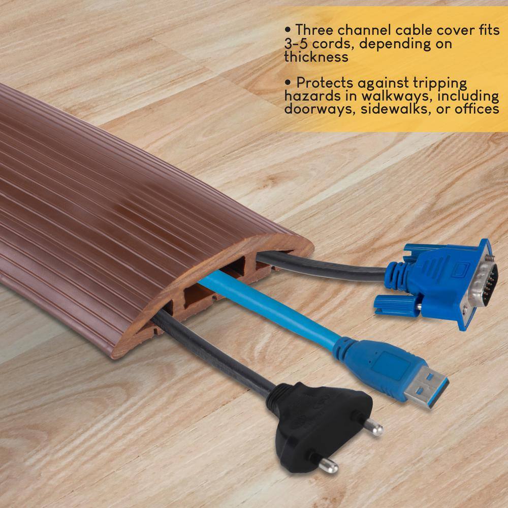 Stalwart 4 ft. 3-Channel Floor Cord Protector in Brown NNGSR107