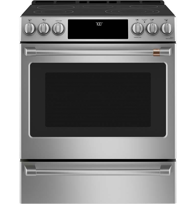 GE Cafe CCES700P2MS1 30Inch 57 cu ft SlideIn Front Control Radiant