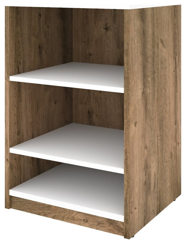 Bestar Cielo 20 quotW Engineered Wood Nightstand in Rustic Brown/White   Transitional   Bookcases   by Homesquare  Houzz