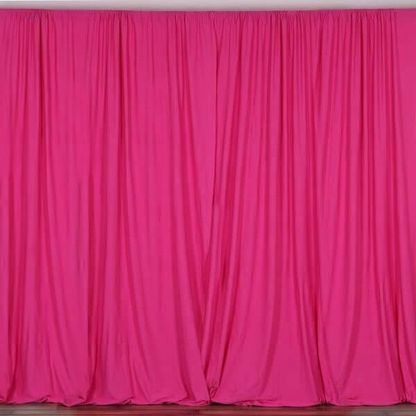 2 Pack Fuchsia Scuba Polyester Backdrop Drape Curtains, Inherently Flame Resistant Event Divider Panels Wrinkle Free With Rod Pockets - 10ftx10ft