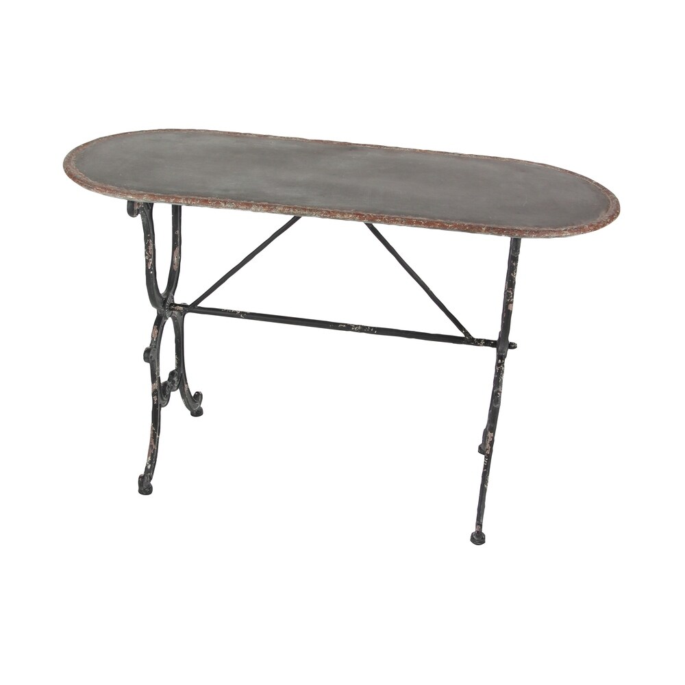 Gray Metal Console Table with Distressed Accents