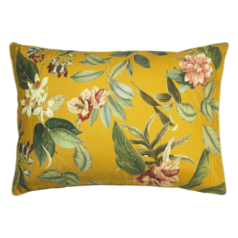 AnastaciaYellowBotanicalPillowcaseOchreLinenHouse