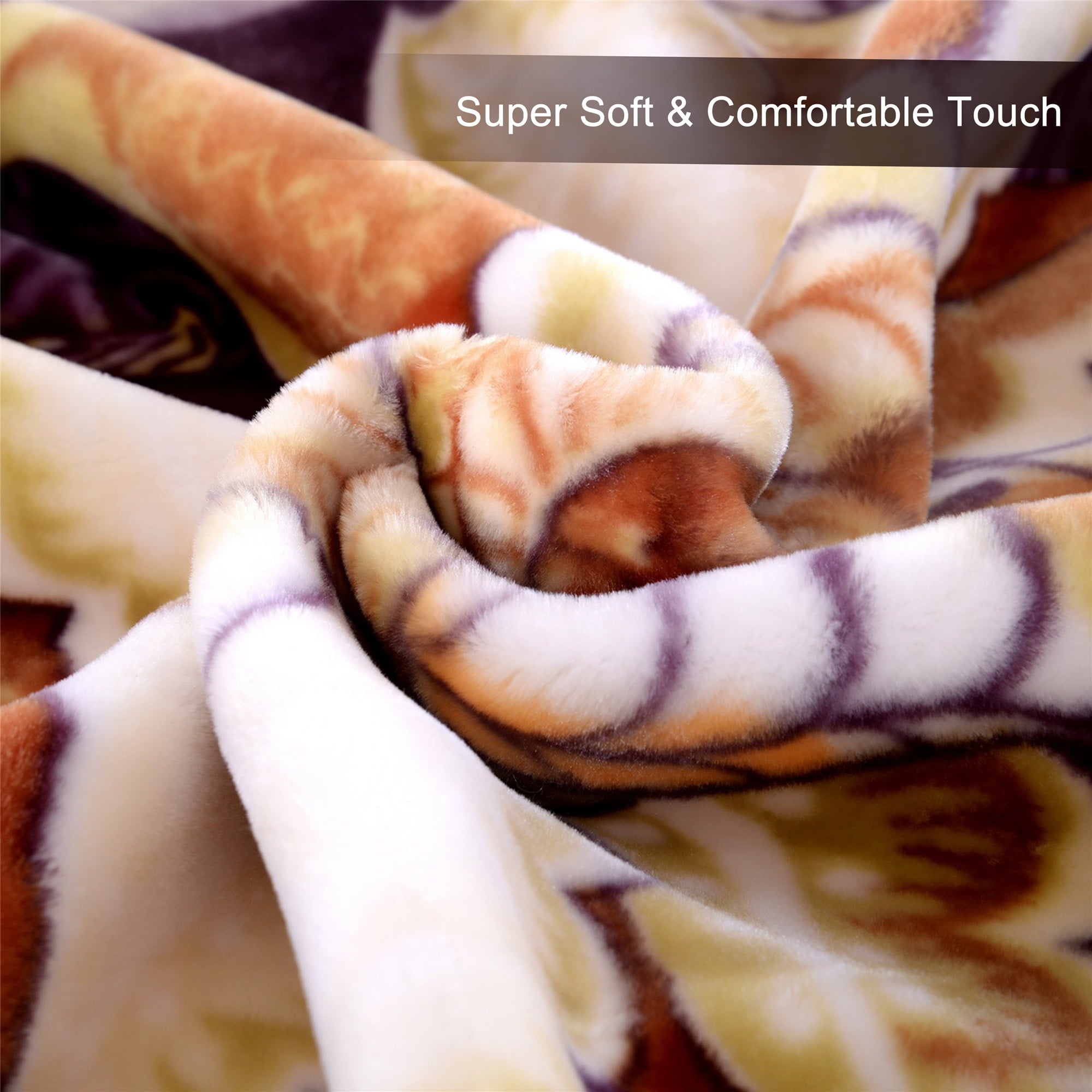 Super Soft Plush Mink Bed Blanket 2 Ply Printed Fleece Blanket Queen 76