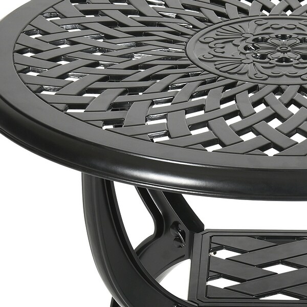 Moasis Outdoor Cast Aluminum Round Side Table Patio Bistro Coffee Table