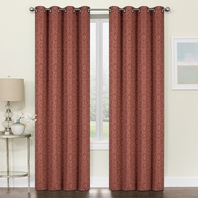 Kate Aurora Regency Collection Raised Jacquard Damask Grommet Top Curtains