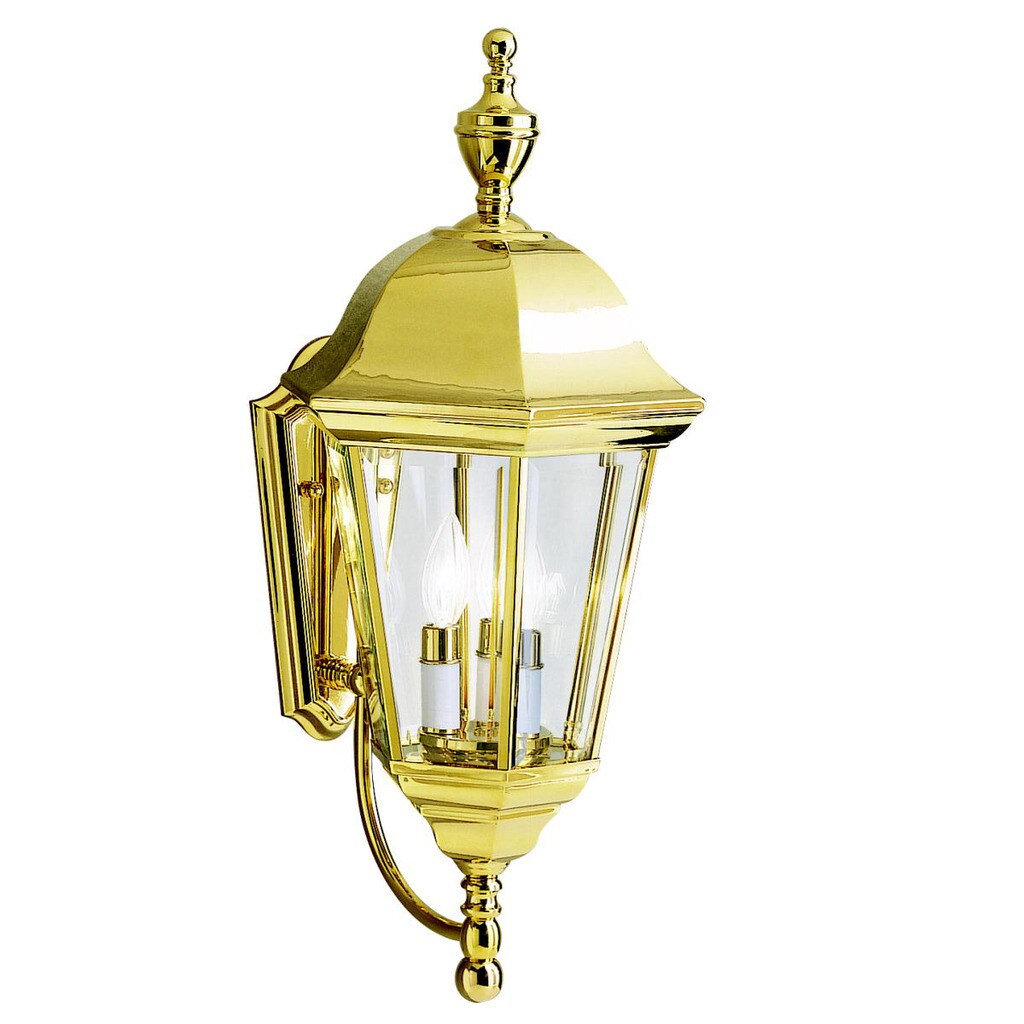 Kichler Lighting Grove Mill Collection 3-light Polished Brass Outdoor Wall Lantern Shopping - The Best Deals on Outdoor Wall Lanterns | 20207215