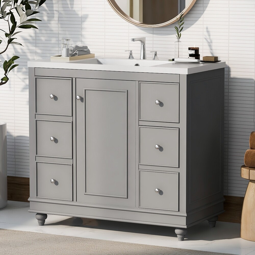 Bathroom Vanity Cabinet Gray Waterproof Floor standing Side Cabinet