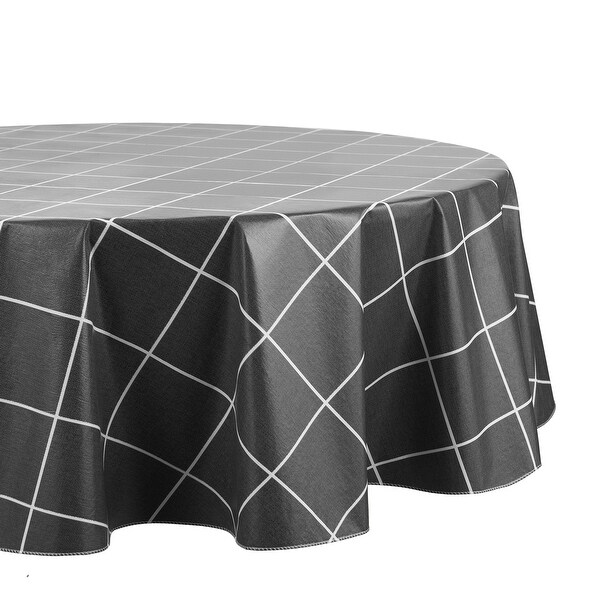 Windowpane Plaid Grid Printed Vinyl Indoor/Outdoor Tablecloth