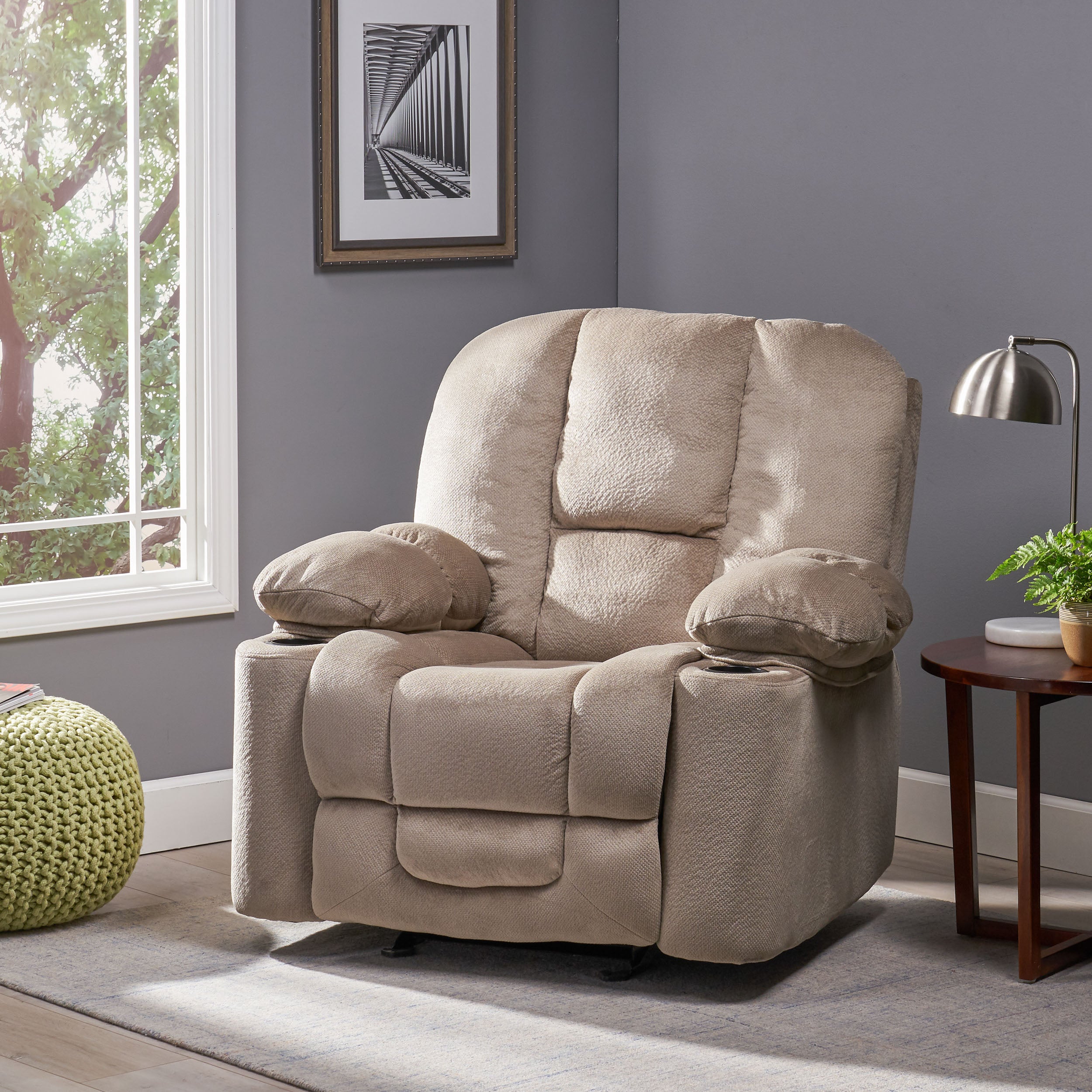 Raymond Fabric Glider Recliner Club Chair