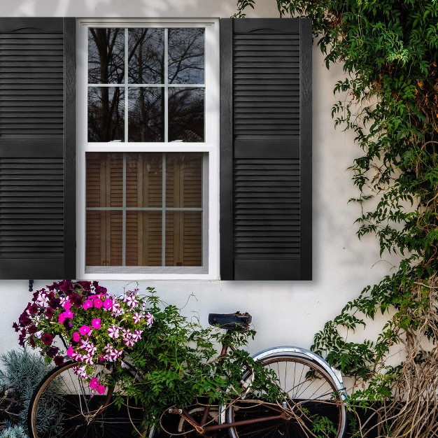 Plastic Development Group Lsblck1455 14 X 55 Inch Decorative Exterior Vinyl Plastic Louvered Window Shutters W Installation Kit amp Instructions Black