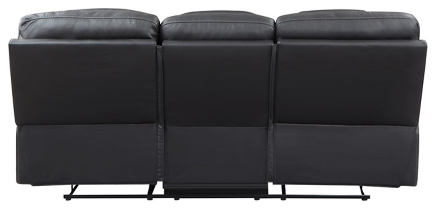 Lexicon Fabian Breathable Faux Leather Double Reclining Sofa in 2 Tone Gray   Contemporary   Sofas   by Homesquare  Houzz