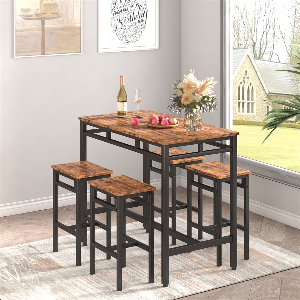 Bar Table Set of 5 PC Dinging Table Set with High Stools