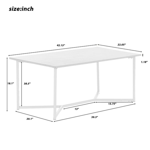 Modern Rectangle Wood Coffee Table with Powder-Coated Metal X-Leg Base