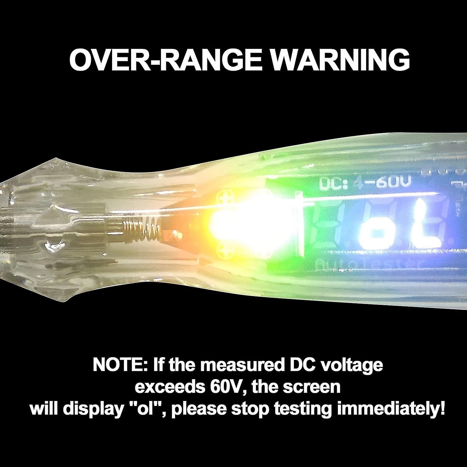 Car Buzzer Test Light 4-60v Dc Digital Led Circuit Tester， Lamp Tester With Voltmeter， Automatic Vo