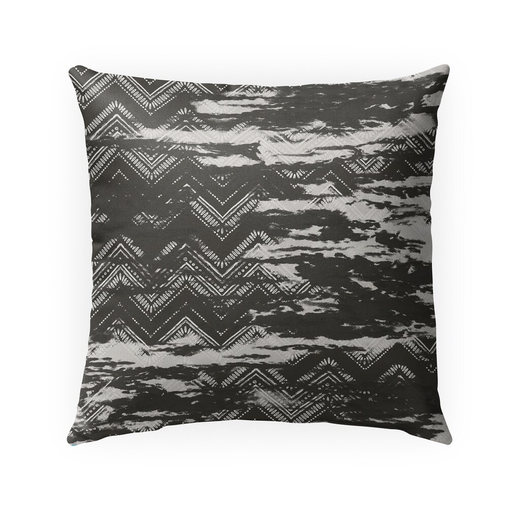 TWO TONE ZIG BLACK AND GREY Indoor Outdoor Pillow By Kavka Designs