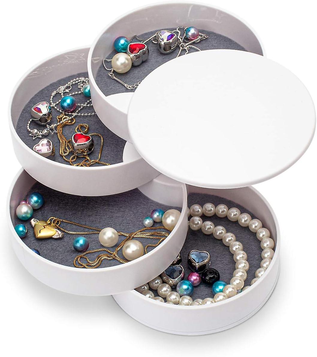 Small Jewelry Box Earring Holder For Women， Jewelry Storage Box 4-layer Rotatable Jewelry Accessory Storage Tray With Lid For Rings Bracelets