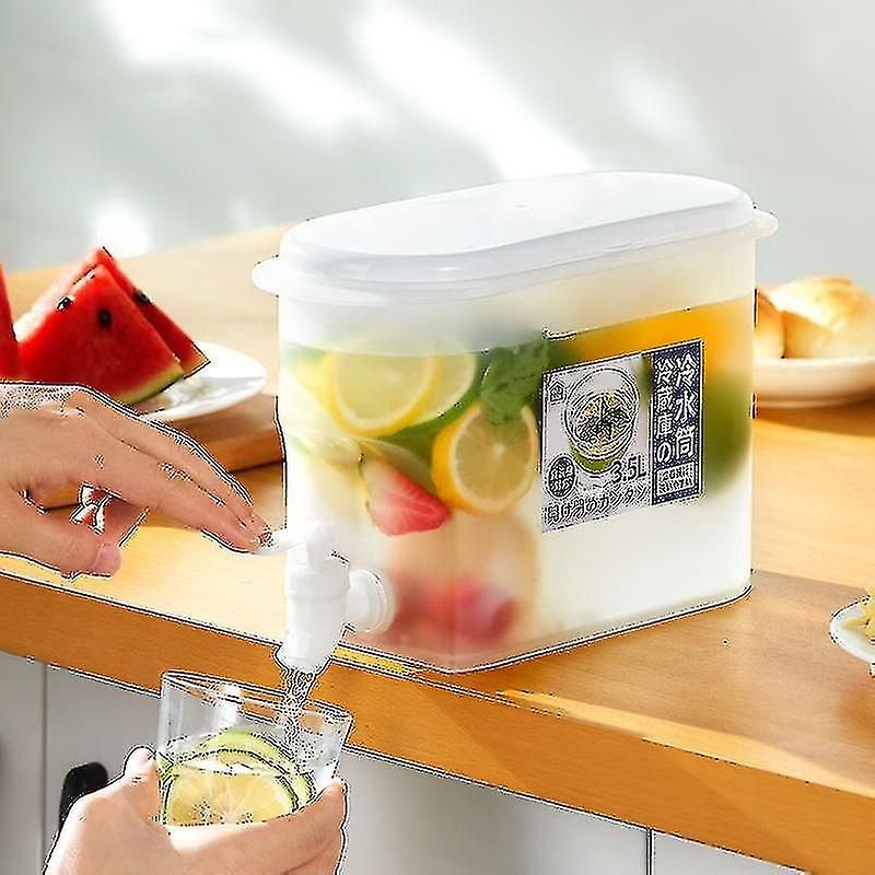 3.5l Cold Kettle Refrigerator With Faucet Lemonade Bottle Drink Dispenser Kettle Pot Beverage Dispenser Household Cold Kettle Bucket