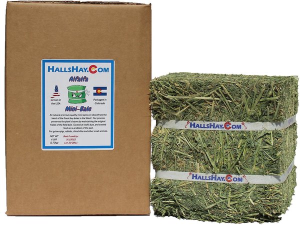 Hall's Hay Alfalfa Mini-Bale Small Pet Food， 6-lb box