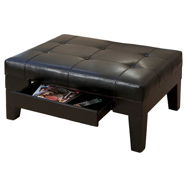 Chatham Bonded Leather Storage Ottoman Dark Espresso Christopher Knight Home