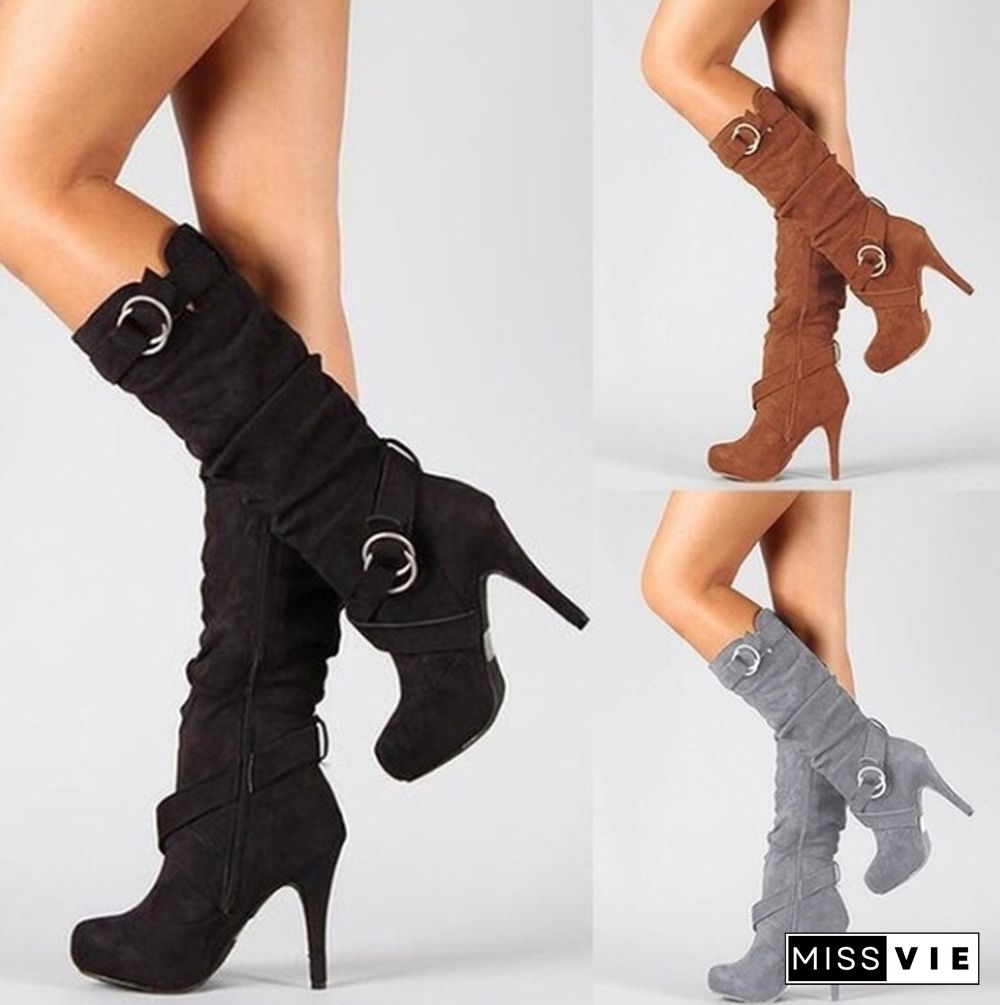 Stretch Slim Thigh High Boots Sexy Fashion Over The Knee Boots High Heels Woman Shoes