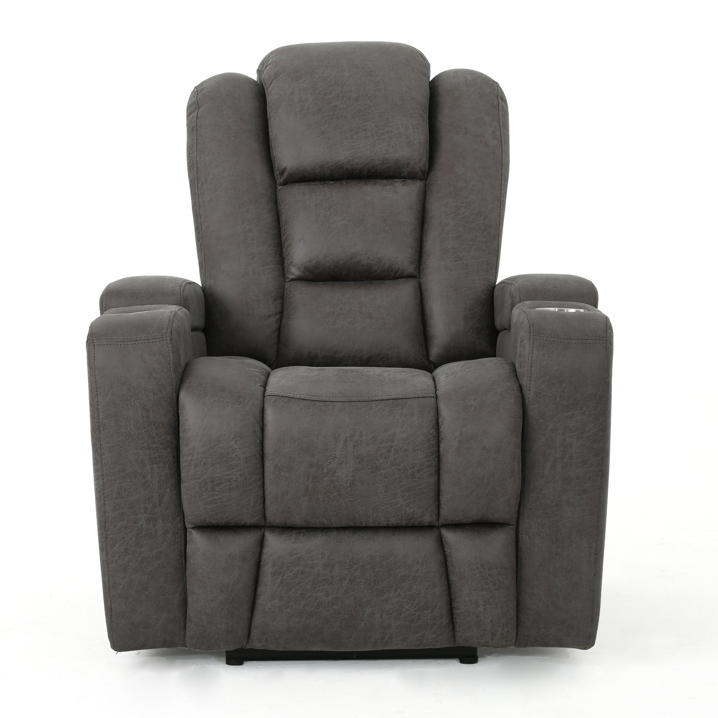 Everette Microfiber Power Recliner With Storage, USB Charger, and Cup Holder