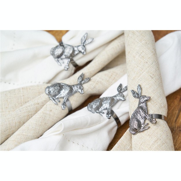 C amp f Home Charcoal Rabbit Napkin Ring Set Of 4