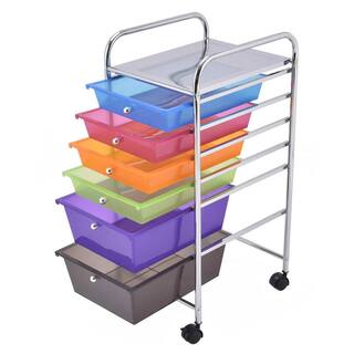 HONEY JOY 6 Drawer Scrapbook Paper Organizer Rolling Storage Cart for Office School Multicolor TOPB000937