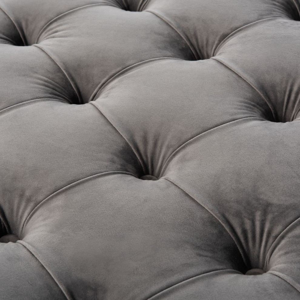 Blaire Tufted Ottoman  Dark Gray   Traditional   Footstools And Ottomans   by Rustic Home Furniture Deco  Houzz