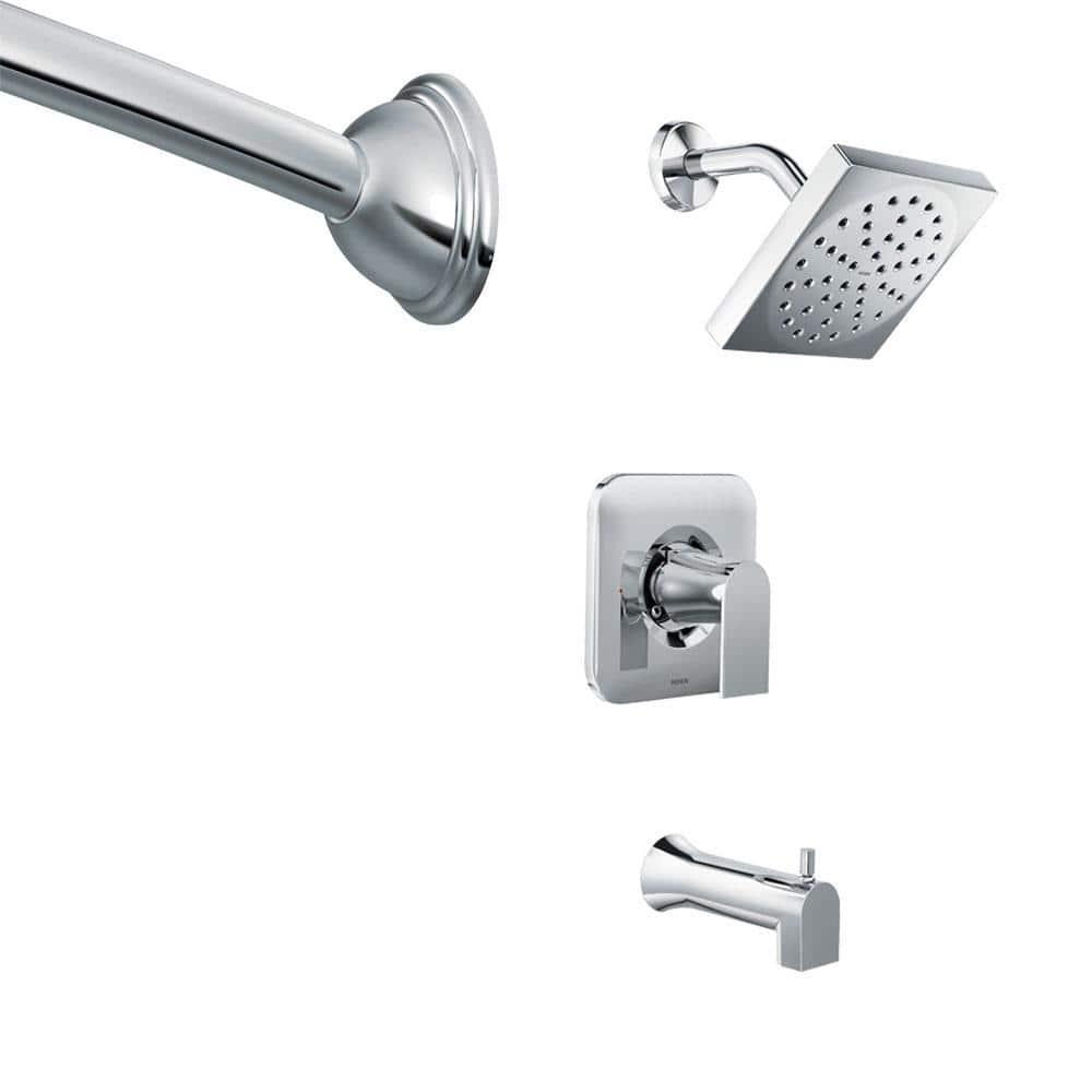 MOEN Genta SingleHandle 1Spray Tub and Shower Faucet in Chrome with Shower Rod