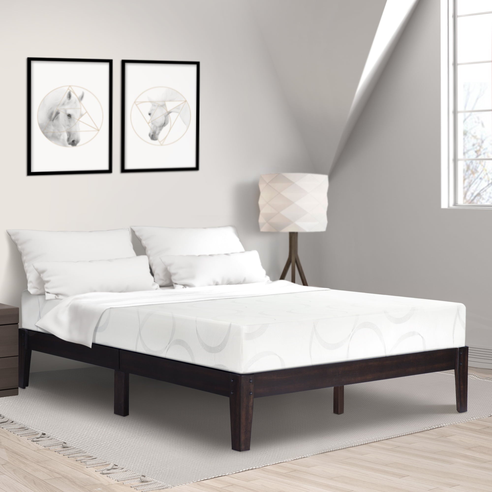 GrandRest 14 inch Deluxe Wood Platform Bed, King