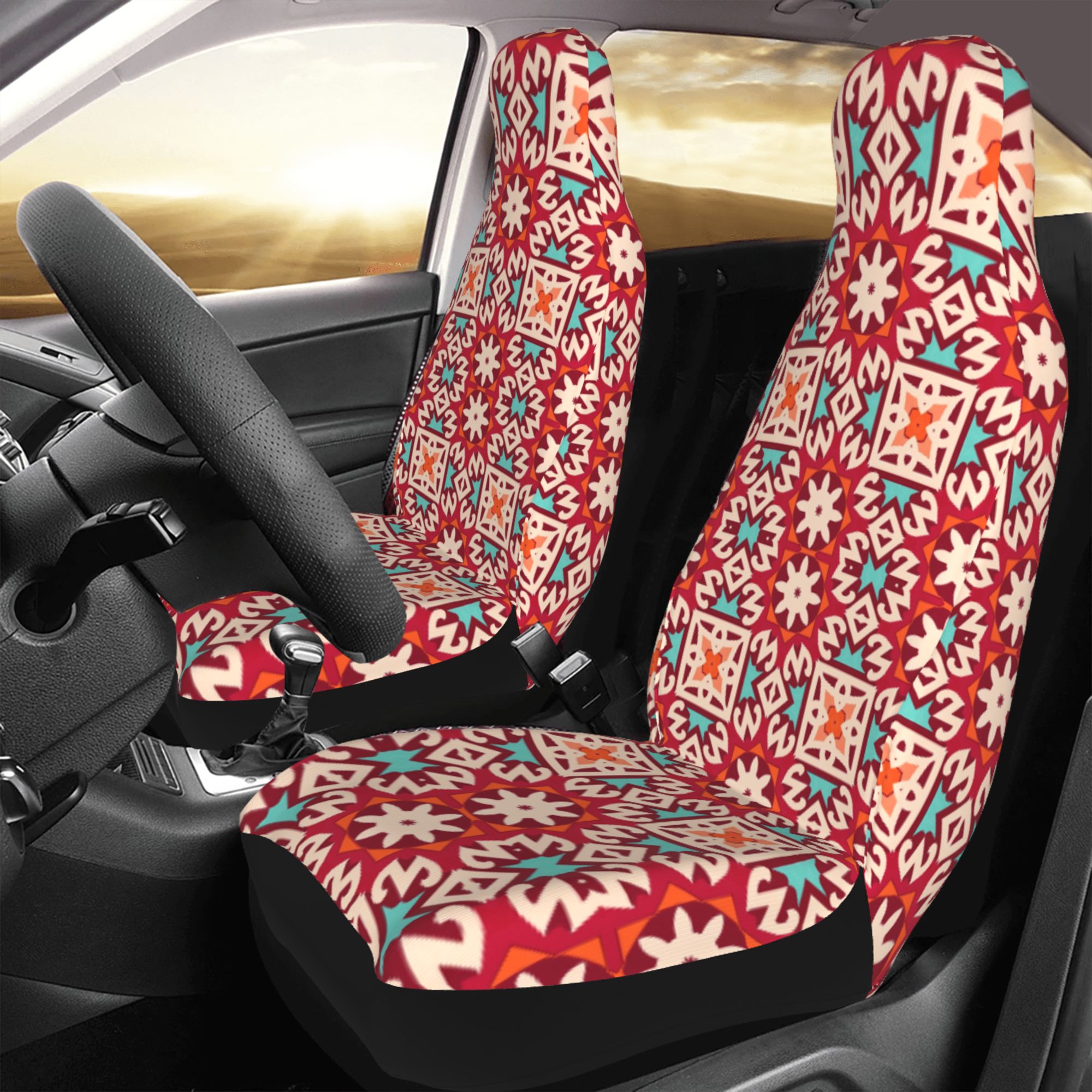 ZICANCN Car Seat Covers Front Seats Only，Abstract Colorful Geometric Automotive Seat Covers Protectors for Cars Trucks Suv 2 Pack