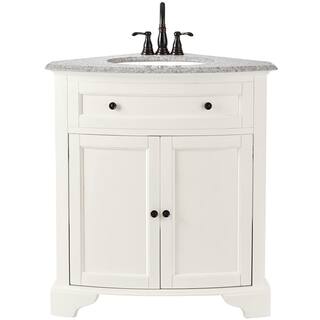 Home Decorators Collection Hamilton 31 in. W x 23 in. D Corner Bath Vanity in Ivory with Granite Vanity Top in Grey 10809-CS30H-DW