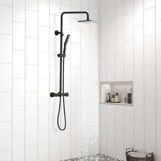 CASAINC 2-Spray 1.5 GPM Shower System with Shower Head and Handheld Shower in Matte Black WE-SS19MB